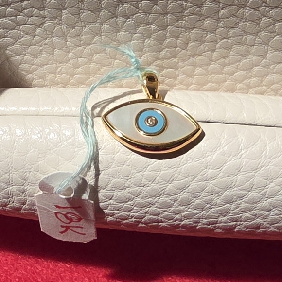 No Brand Jewelry - Gold-Tone Blue and White Evil Eye Pendant Necklace